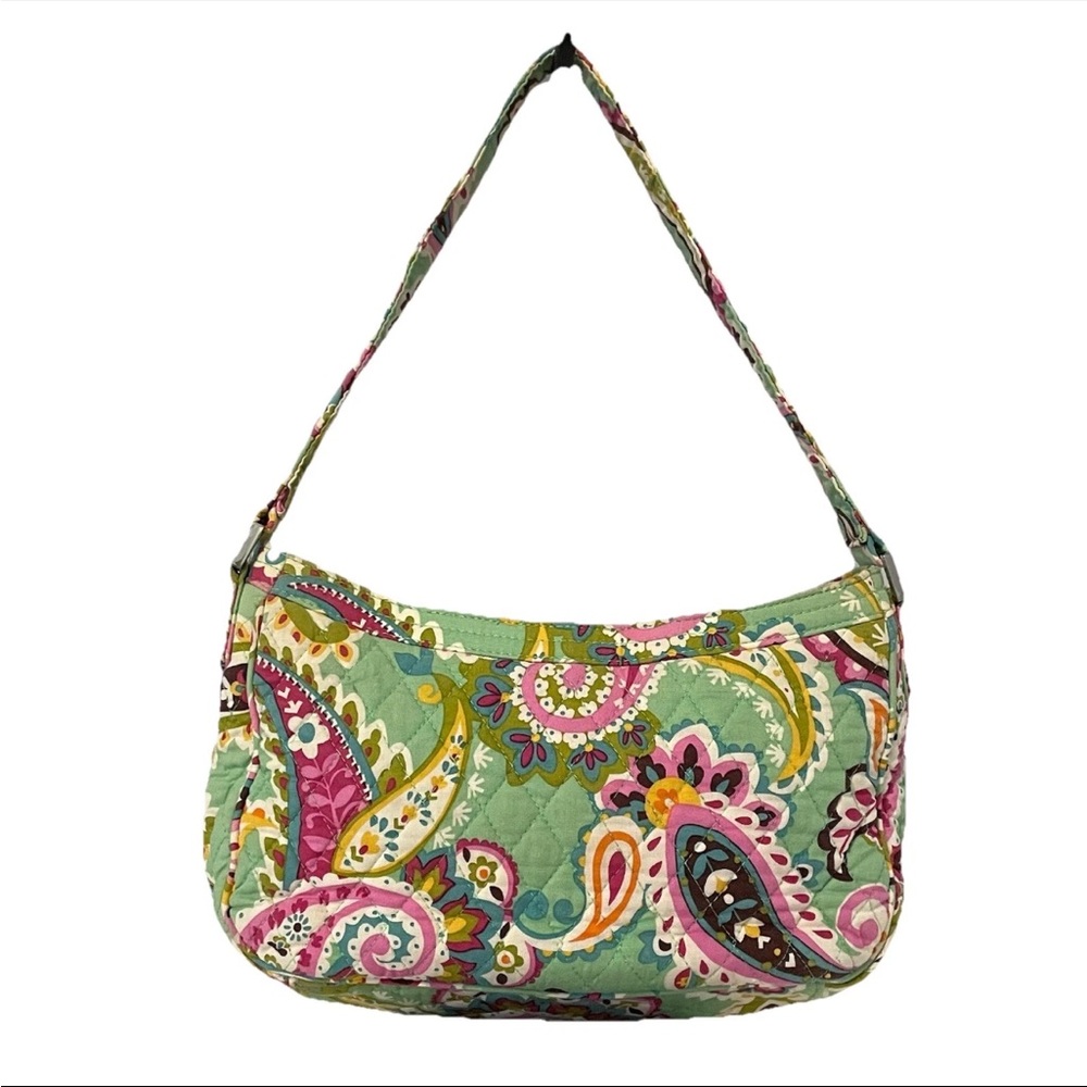 VERA BRADLEY TUTTI FRUITY Shoulder Bag & Matching Wallet Green & Pink Paisley - Picture 4 of 15